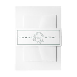 Bandeau De Faire-part Moderne Monogramme de Mariage à Crête de Feuilles