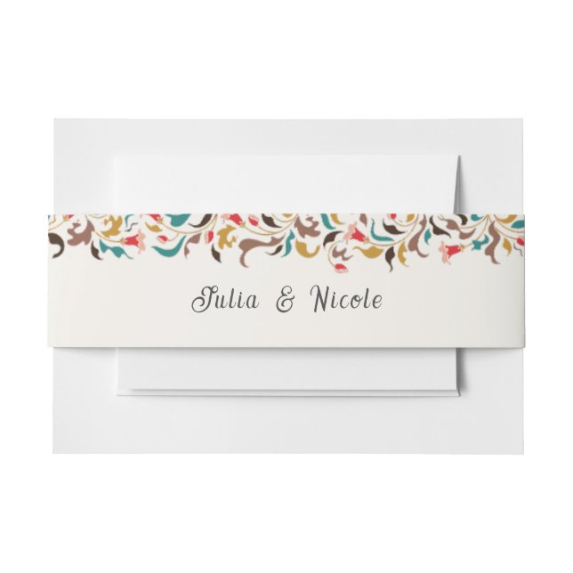 Bandeau De Faire-part Moderne Romantique Élégant Mariage de couronne flo (Devant Example)