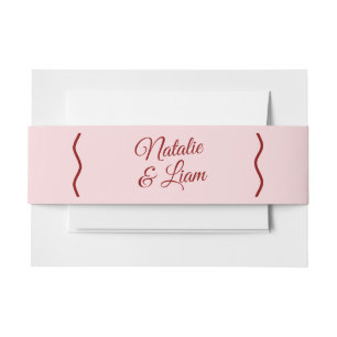 Bandeau De Faire-part Moderne rose rouge rétro Funky Bold Mariage unique