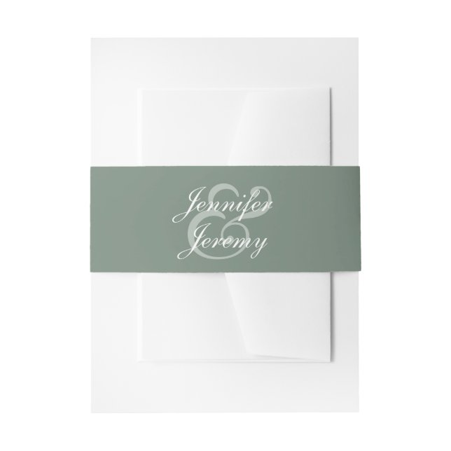 Bandeau De Faire-part Moderne Sage Green Élégant Mariage de script blanc (Devant example)