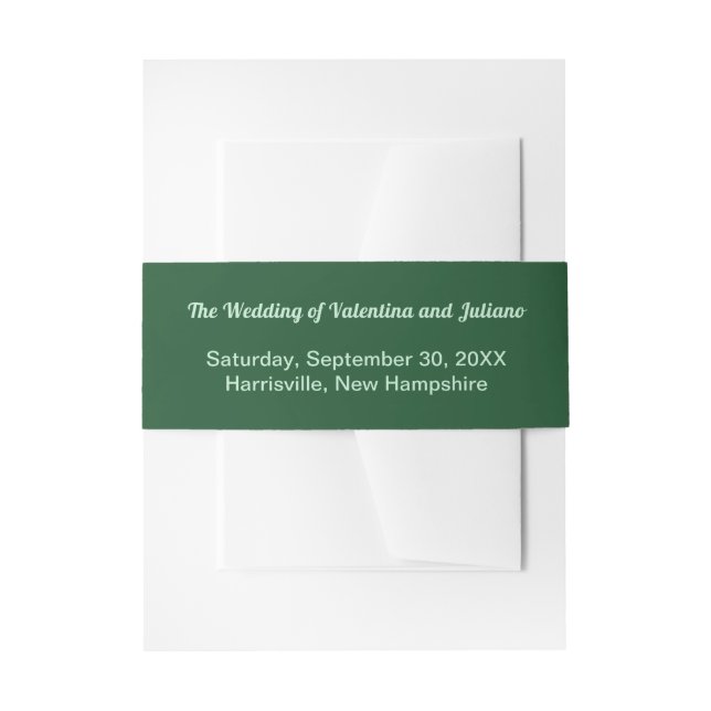 Bandeau De Faire-part Monochrome Emerald Green Mariage Portrait Format (Devant example)