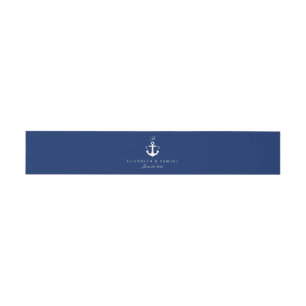 Bandeau De Faire-part Monogram Blue Ancre nautique Elégant Bandes ventre