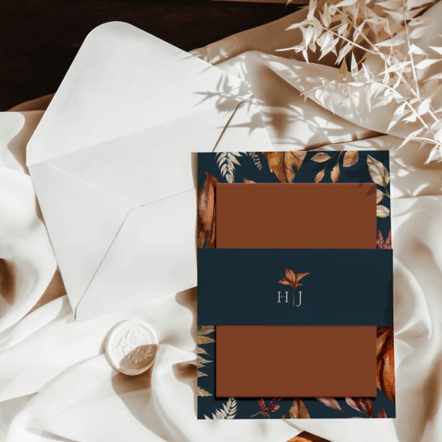 Bandeau De Faire-part Monogram Elegant Mariage de marine (Créateur téléchargé)