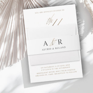 Bandeau De Faire-part Monogram Faux Gold & White Mariage