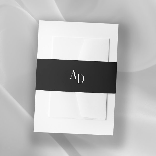 Bandeau De Faire-part Monogram initials elegant white black wedding (Créateur téléchargé)