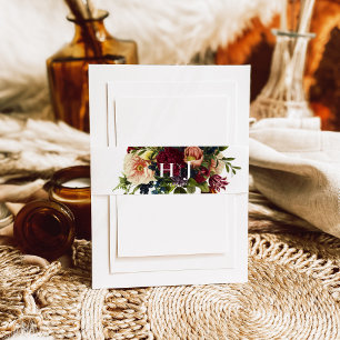 Bandeau De Faire-part Monogram Moody Burgundy Bijou Floral Mariage