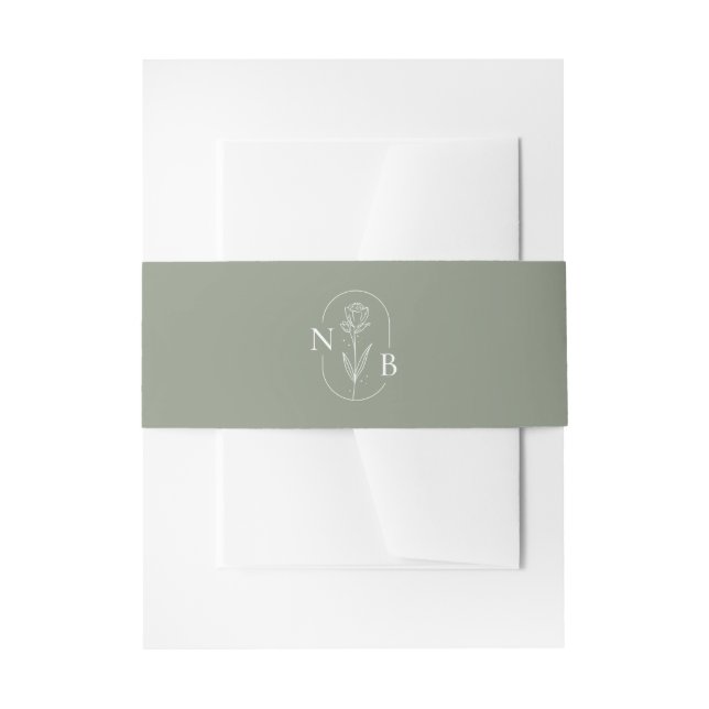 Bandeau De Faire-part Monogram Sage Green Modern Elegant Wedding (Devant example)