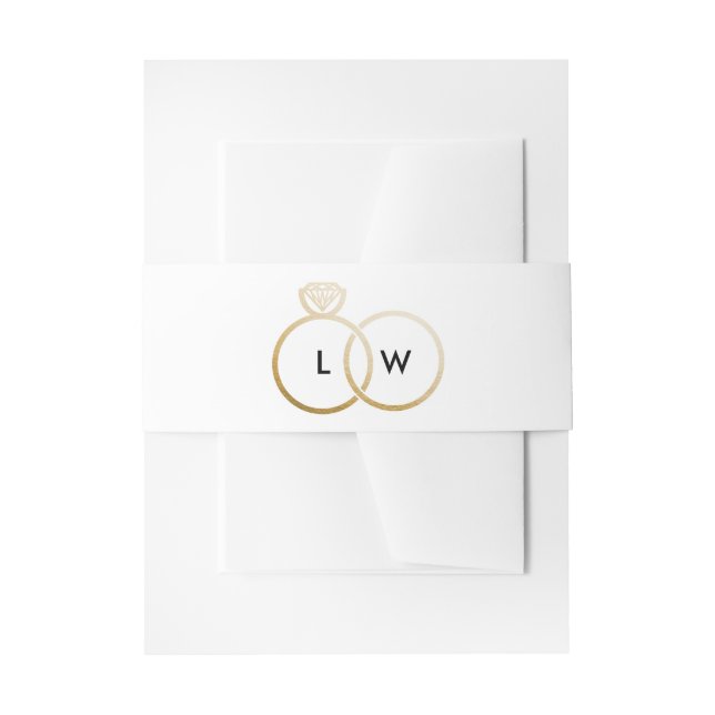 Bandeau De Faire-part Monogramme à anneaux Mariages blanc et or (Devant example)