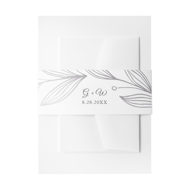 Bandeau De Faire-part Monogramme Argent Botanique Feuilles Élégant maria (Devant example)