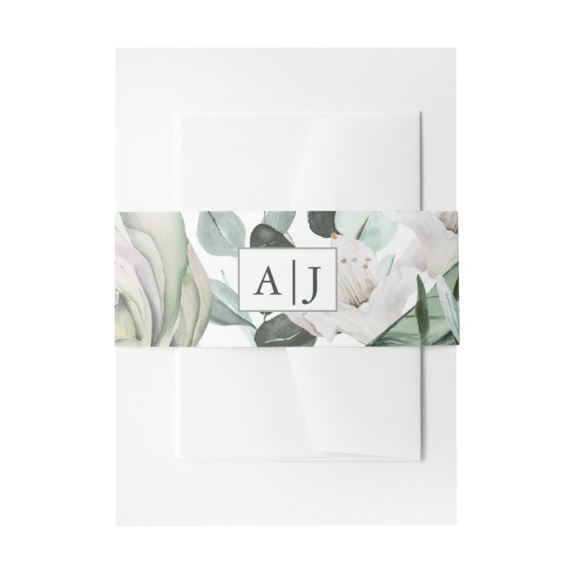 Bandeau De Faire-part Monogramme avec Mariage floral blanc (Devant example)