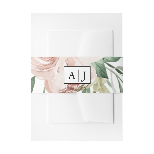 Bandeau De Faire-part Monogramme avec Mariage floral transparent (Devant example)