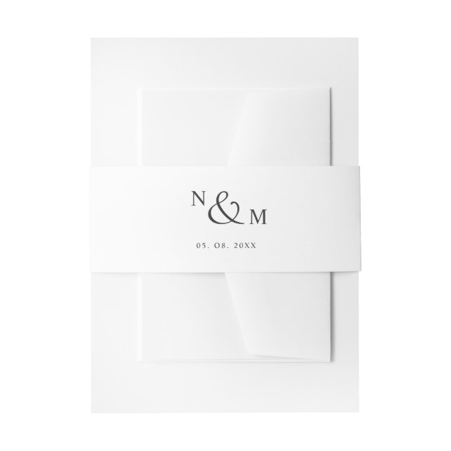 Bandeau De Faire-part Monogramme blanc Moderne Mariage simple (Devant example)