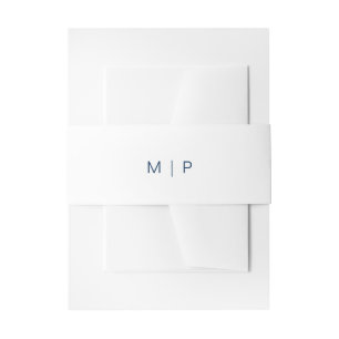 Bandeau De Faire-part Monogramme bleu marine et blanc Mariage simple
