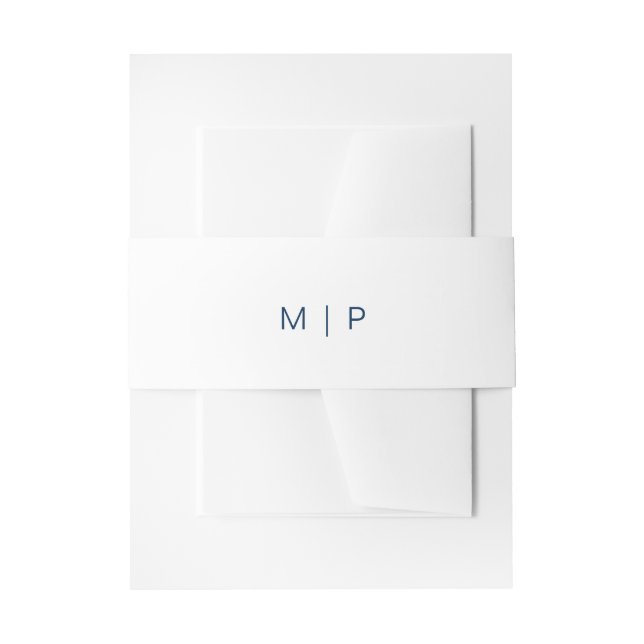 Bandeau De Faire-part Monogramme bleu marine et blanc Mariage simple (Devant example)