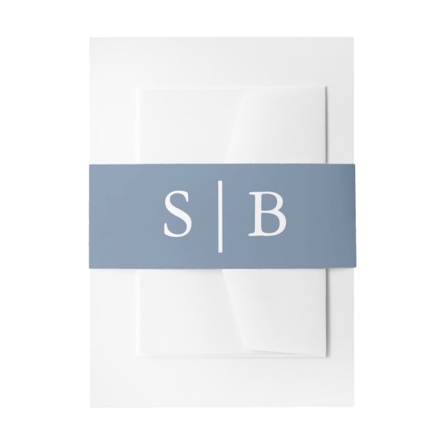 Bandeau De Faire-part Monogramme classique Dusty Mariage bleu (Devant example)