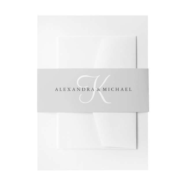 Bandeau De Faire-part Monogramme classique moderne | Gris (Devant example)