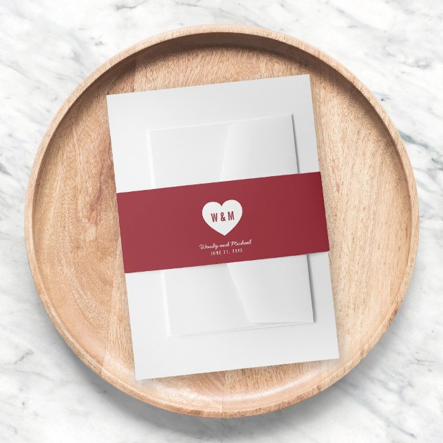 Bandeau De Faire-part Monogramme Coeur Mariage moderne Couleur personnal (Créateur téléchargé)