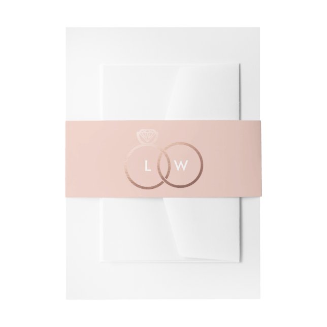 Bandeau De Faire-part Monogramme de bague Mariage en or brillant et Rose (Devant example)