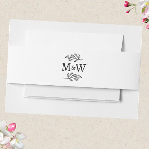 Bandeau De Faire-part Monogramme de couple de mariage Feuille botanique