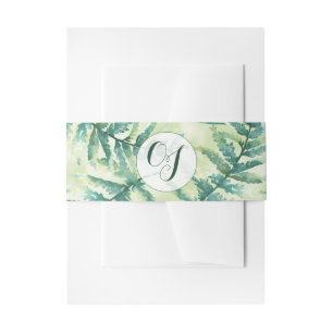 Bandeau De Faire-part Monogramme de fougères vertes Aquarelle Bandes du