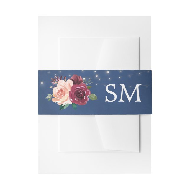 Bandeau De Faire-part Monogramme de la marine Blush Bourgogne Rose Maria (Devant example)