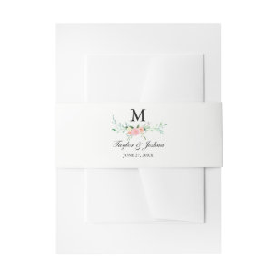 Bandeau De Faire-part Monogramme de mariage à l'aquarelle de fleur sauva