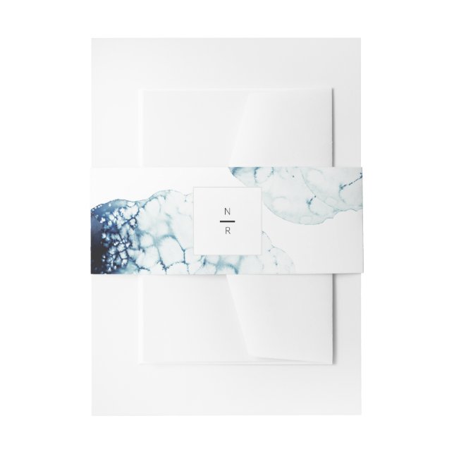 Bandeau De Faire-part Monogramme de mariage bleu de destination nautique (Devant example)