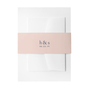 Bandeau De Faire-part Monogramme de Mariage rose et marine