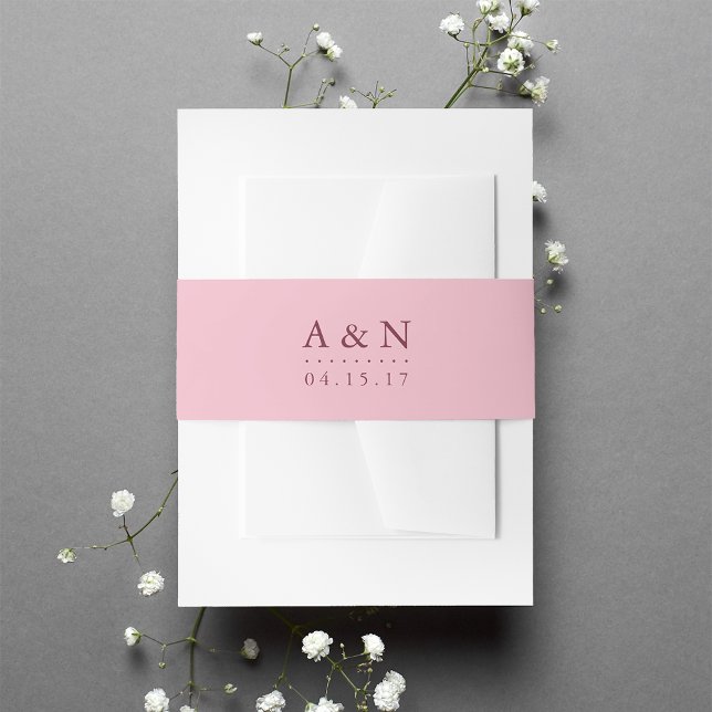 Bandeau De Faire-part Monogramme de Mariage rose et prune (Créateur téléchargé)