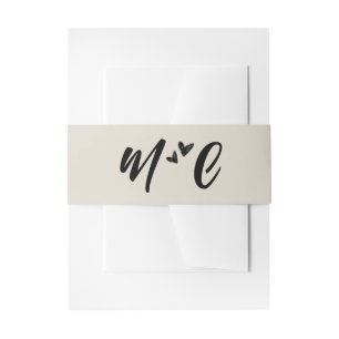 Bandeau De Faire-part Monogramme d'illustration de cœurs dessinés à la m