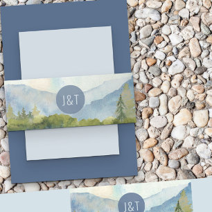 Bandeau De Faire-part Monogramme Dusty Blue Mountain Mariage
