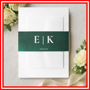 Bandeau De Faire-part Monogramme Emerald Green