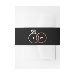 Bandeau De Faire-part Monogramme en or noir et Rose Mariage
