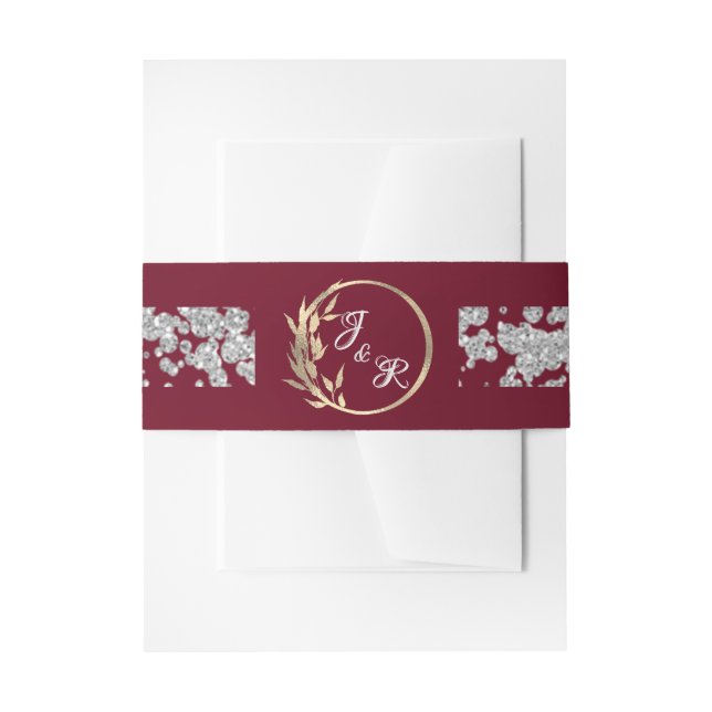 Bandeau De Faire-part Monogramme feuille et Parties scintillant sur Bour (Devant example)