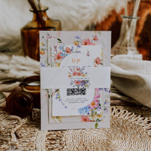 Bandeau De Faire-part Monogramme fleur sauvage Mariage floral