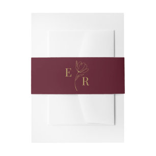 Bandeau De Faire-part Monogramme floral minimaliste de Bourgogne moderne