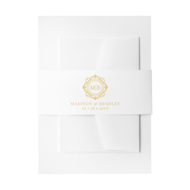 Bandeau De Faire-part Monogramme Floral Orné Mariage élégant Personnalis (Devant example)
