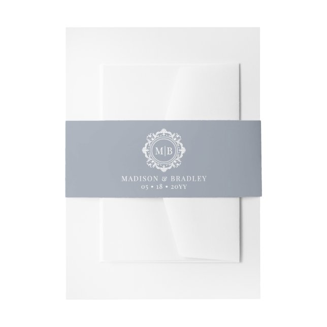 Bandeau De Faire-part Monogramme Floral Orné Mariage élégant Personnalis (Devant example)