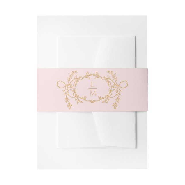 Bandeau De Faire-part Monogramme français doux rose pâle (Devant example)