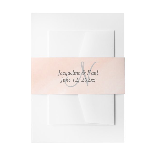Bandeau De Faire-part Monogramme gris rose pâle Mariage Belly Bands (Devant example)