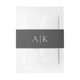 Bandeau De Faire-part Monogramme gris simple et moderne Mariage de ton t