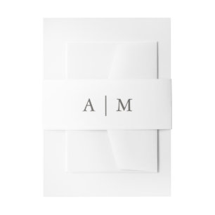 Bandeau De Faire-part Monogramme Mariage blanc et gris simple