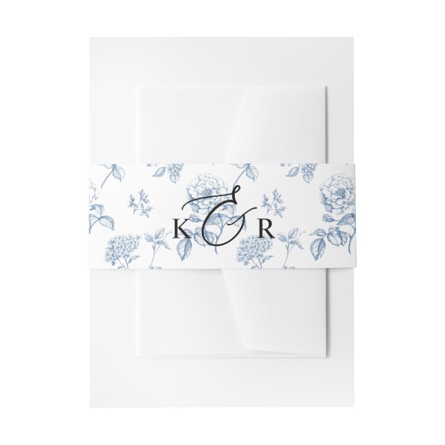 Bandeau De Faire-part Monogramme Mariage bleu victorien classique (Devant example)