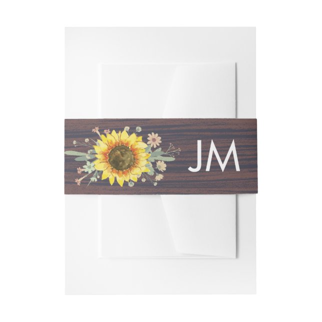 Bandeau De Faire-part Monogramme Mariage de tournesol rustique (Devant example)