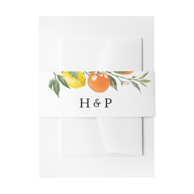 Bandeau De Faire-part Monogramme Mariage d'orange botanique et de citron (Devant example)