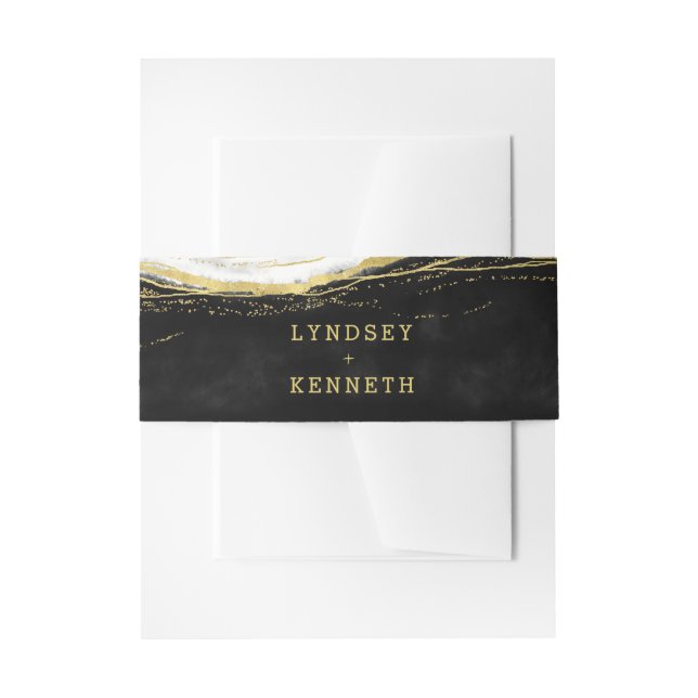 Bandeau De Faire-part Monogramme Mariage noir blanc et or (Devant example)