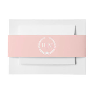 Bandeau De Faire-part Monogramme Minimaliste Rose Pâle Simple