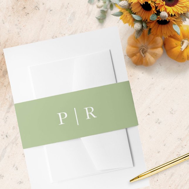 Bandeau De Faire-part Monogramme moderne Mariage vert automne (Créateur téléchargé)