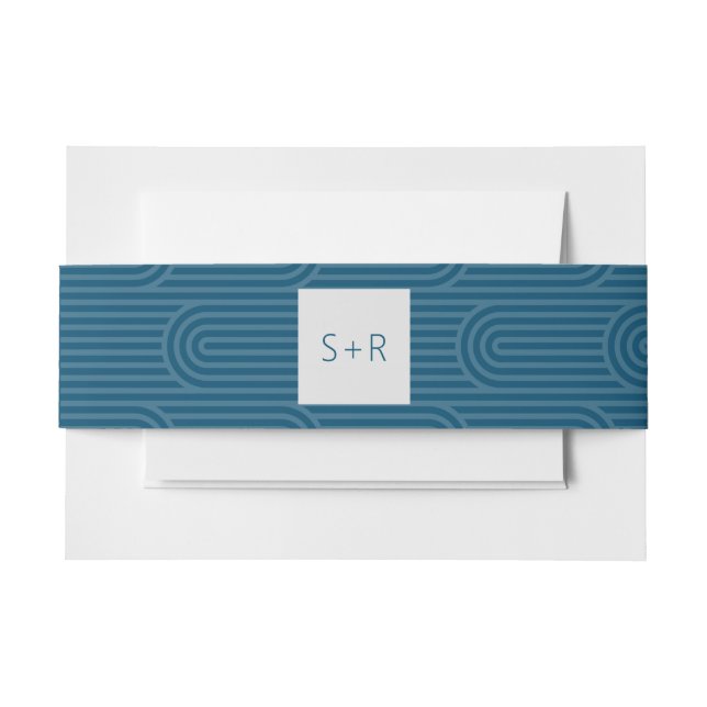 Bandeau De Faire-part Monogramme moderne Turquoise Arc Invitation Bande  (Devant Example)