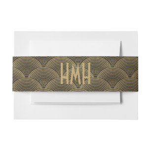 Bandeau De Faire-part Monogramme Motif de pétoncle Art Déco Gold